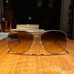 CHANEL Gold Aviator Sunglasses